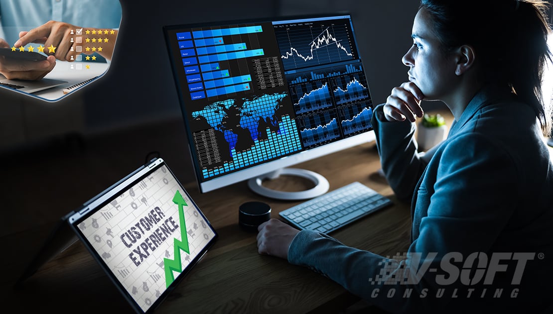 Businesswoman using data analytics to enhance customer experience