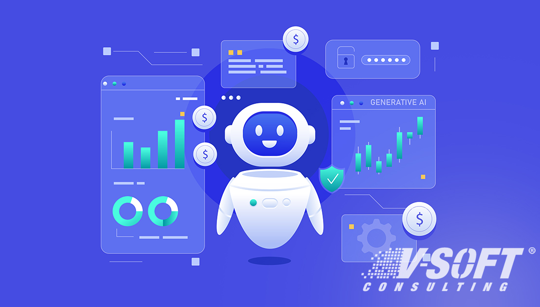 Illustration of Generative AI being used in the finance industry