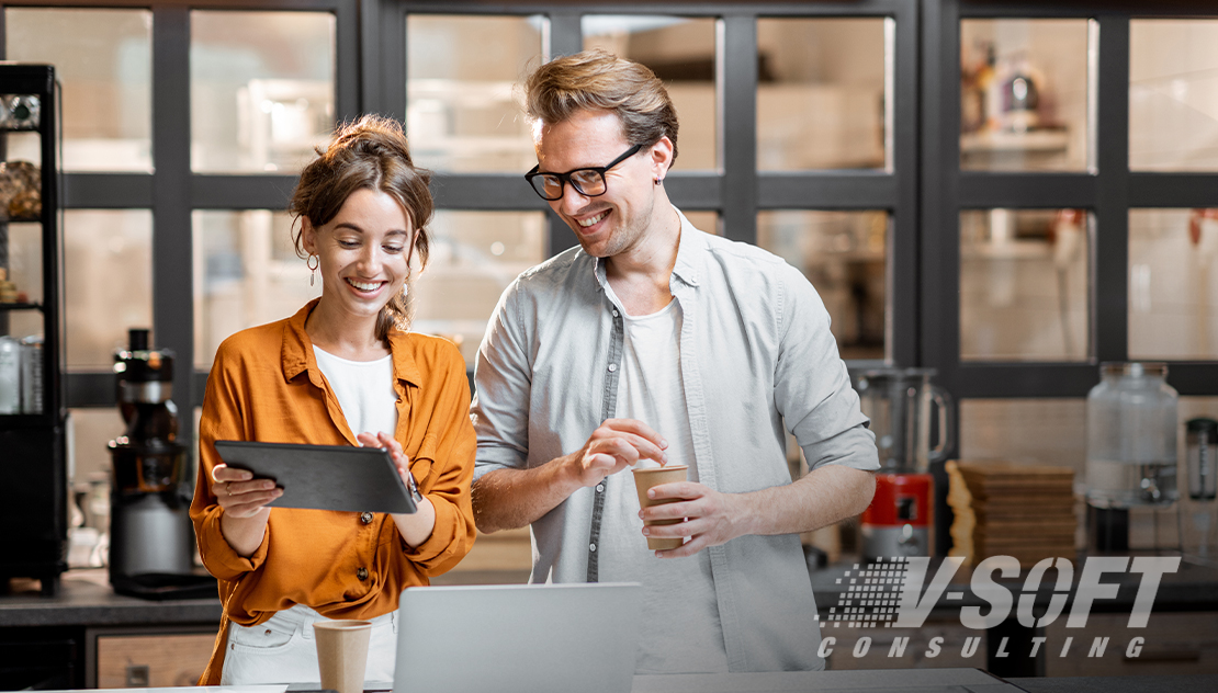 Business owners reviewing their ServiceNow Vendor Risk Management dashboard on a tablet.