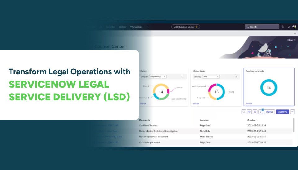 ServiceNow Legal Service Delivery (LSD) Legal Matter Management dashboard