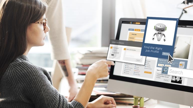 Women Recruiter using Voice assistant to find the right job profile