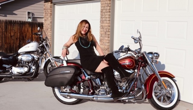 Lisa Sutherland, V-Soft Market Leader on Her Motorcycle