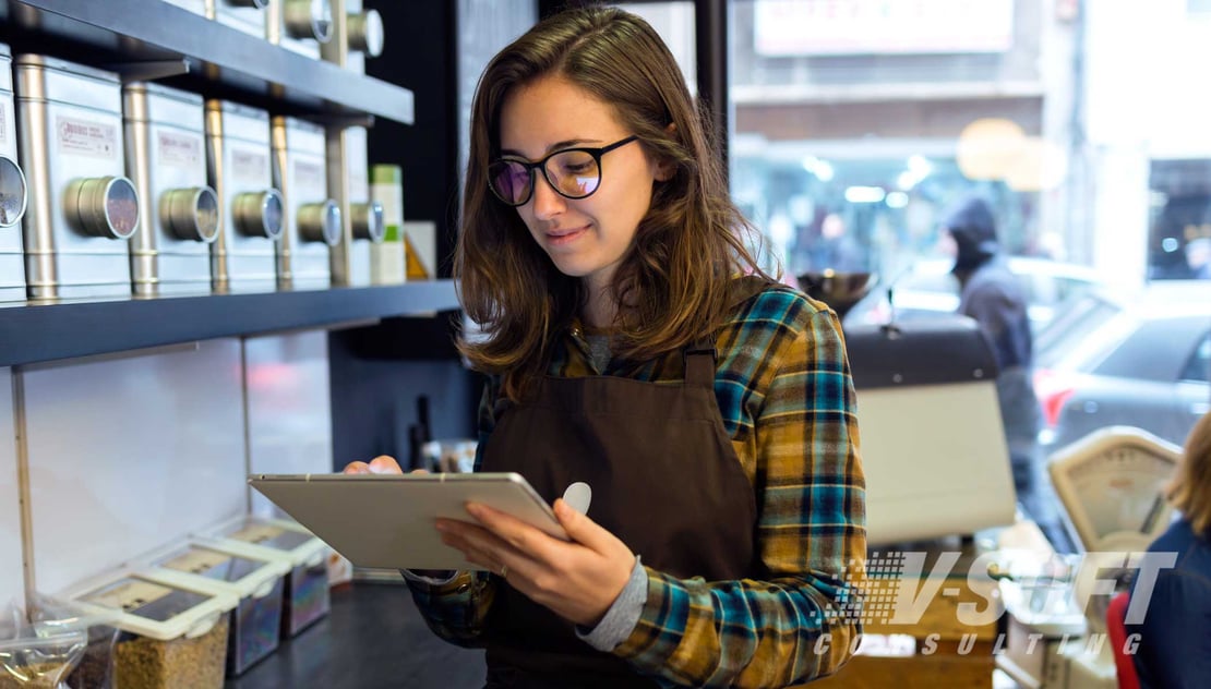 Retail worker using the ServiceNow Platform