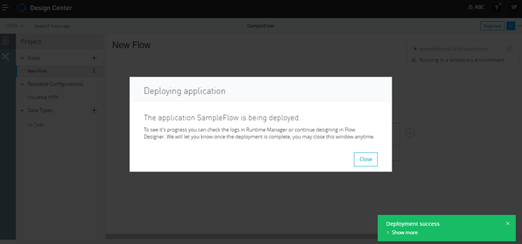 Deploying Application in Anypoint Designer