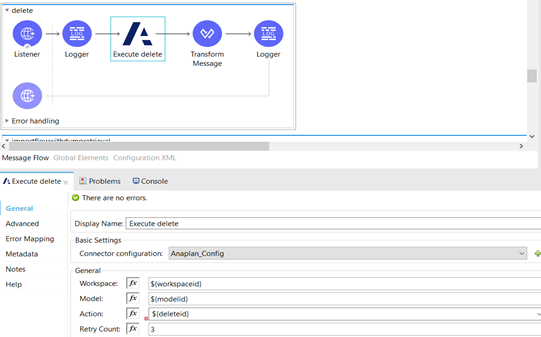 connector select Execute Delete Action